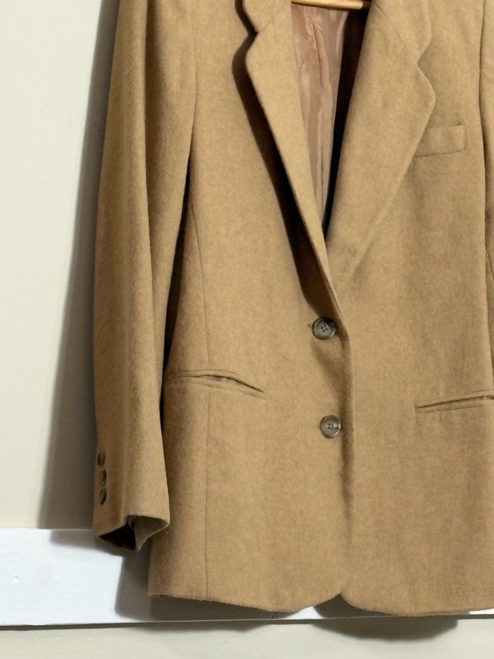 Chelsea Campbell Vintage Camel Hair Blazer Petite 10P Tan Wool Jacket - Picture 3 of 9